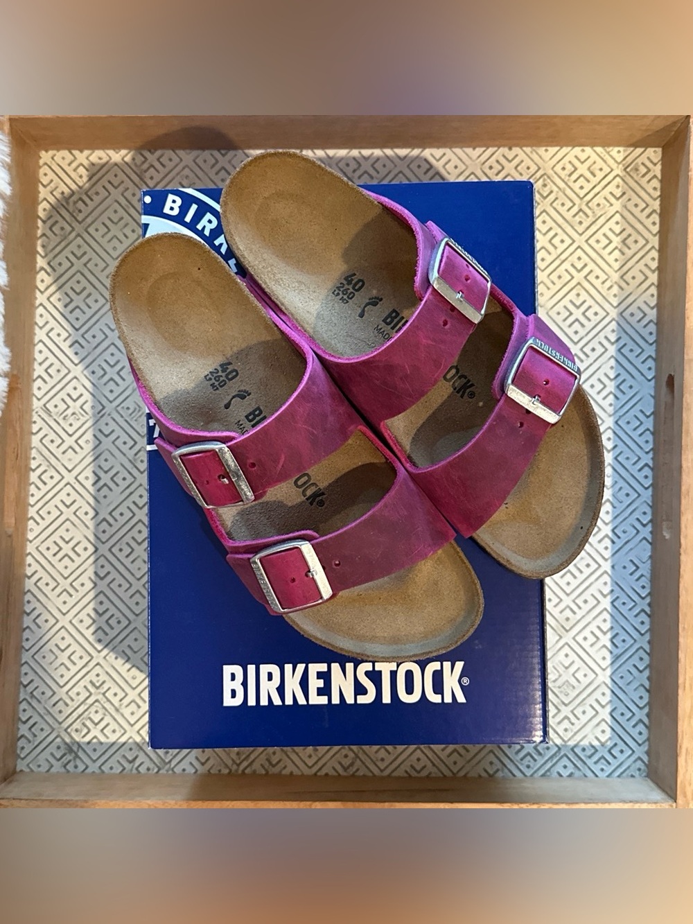 Birkenstock Arizona Two-Strap Sandal in Magenta